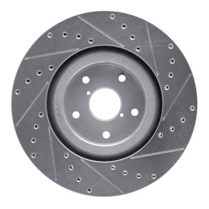 Subaru Ascent Brake Rotor (1) - Front Left - R1 Concepts - Drilled & Slotted - Silver - `19-`23